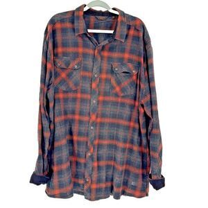 Buckle Outpost‎ Makers Flannel Shirt Men's 3XL Black Orange Plaid Corduroy Trim